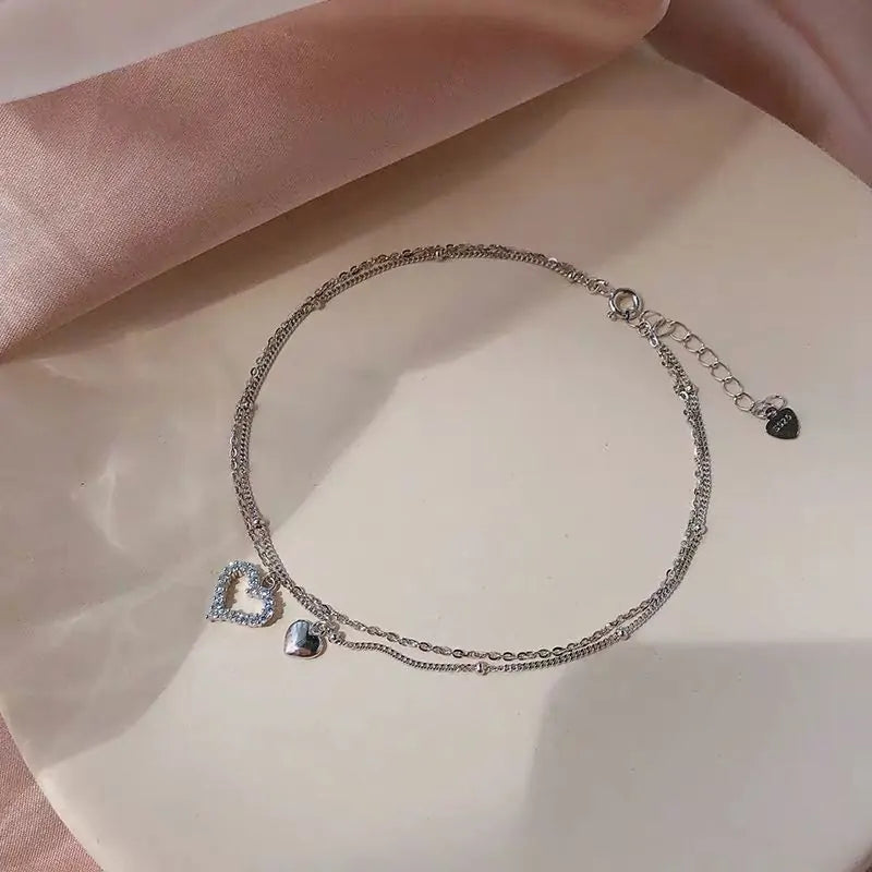 Double Layer Love Heart Anklet