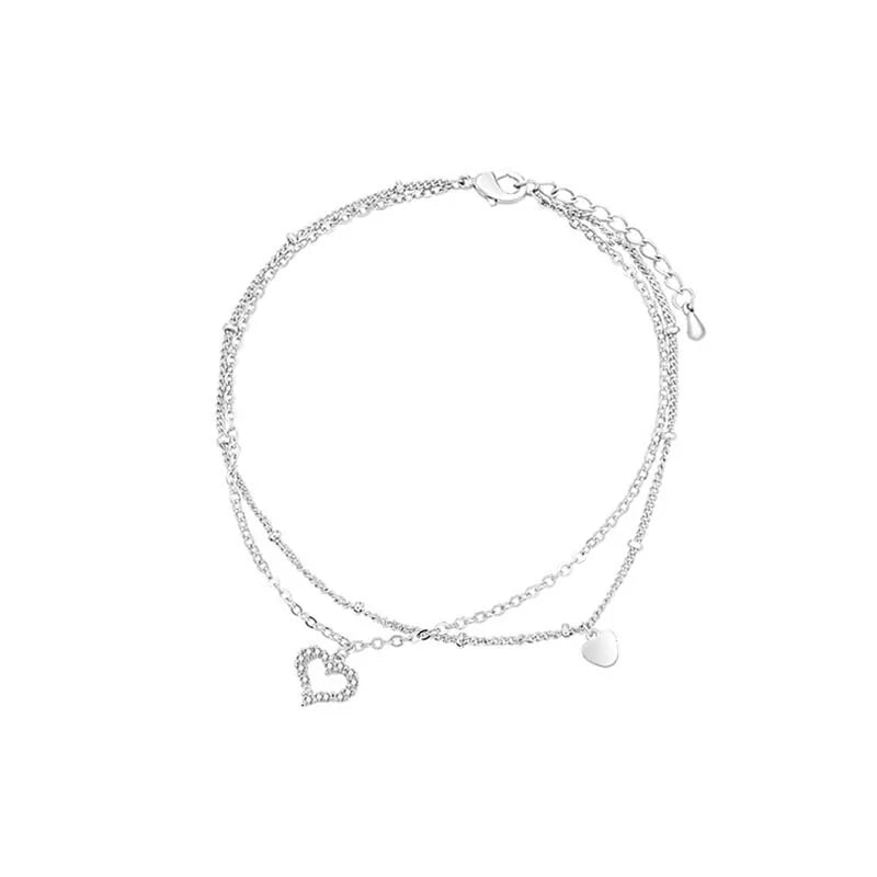 Double Layer Love Heart Anklet